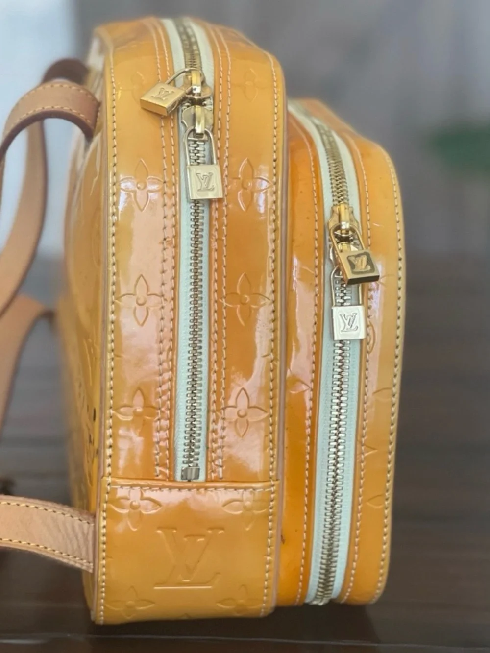 Louis Vuitton Vernis Ombre Yellow to Orange Cosmetic Pouch